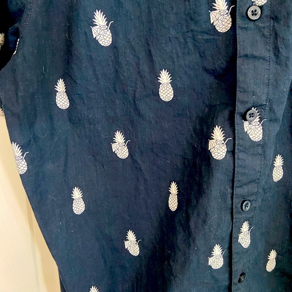 Molokai Surf Pineapple Black & White Pattern Beach Button Down Shirt Men’s L - Picture 5 of 5